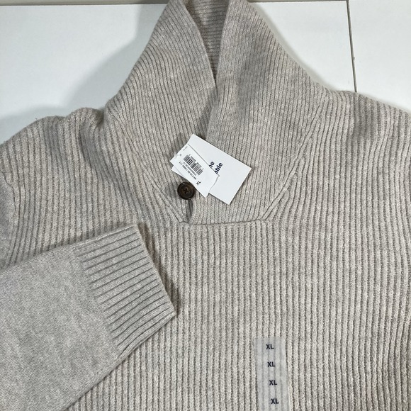 NEW Old Navy Men Sweater XL Mock Neck Waffle Knit Gray Loop Button Ribbed NWT - Picture 1 of 9